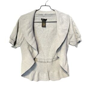 Grace Elements Light Gray Shrug 100% Cotton Whimsygoth Shrunken Cardigan L EUC